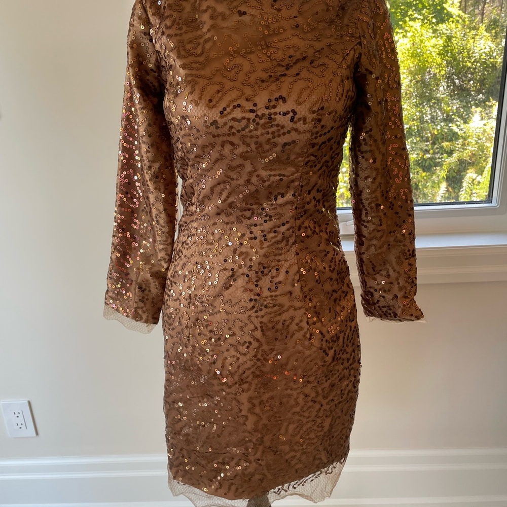 Elegant Sequin Brown Dress